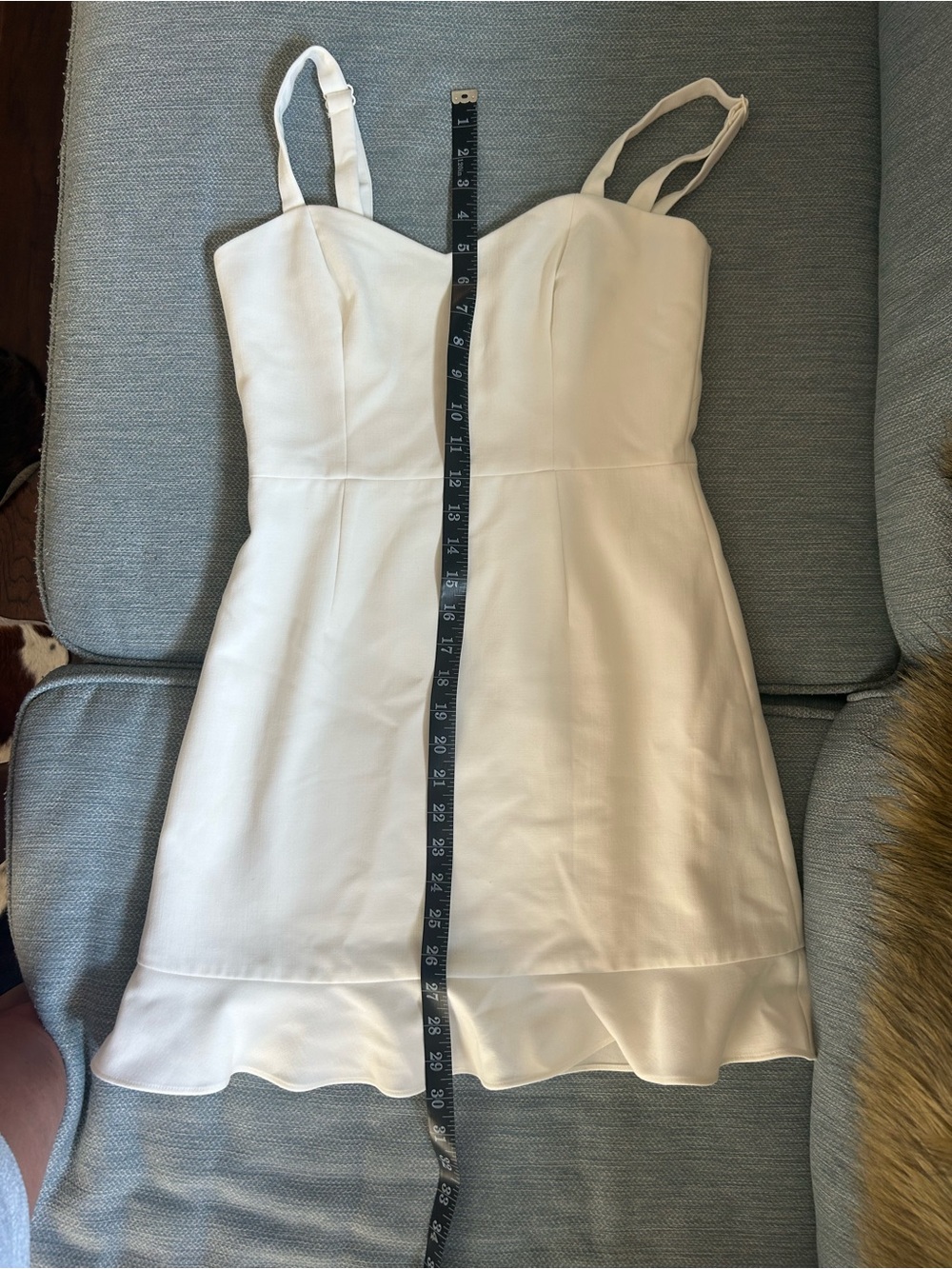 French Connection White Sweetheart Neck A-Line Mini Dress - Picture 5 of 5